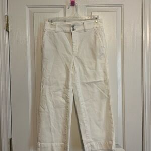 White Wide-Leg Capri Pants